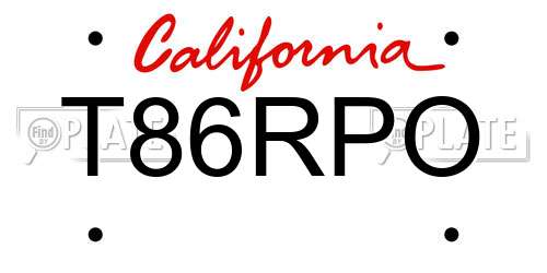 T86RPO California License Plate