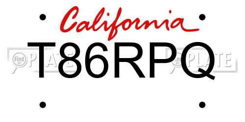 T86RPQ California License Plate
