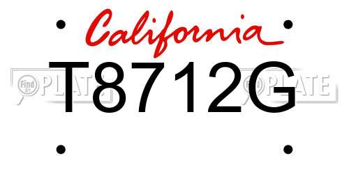 T8712G California License Plate