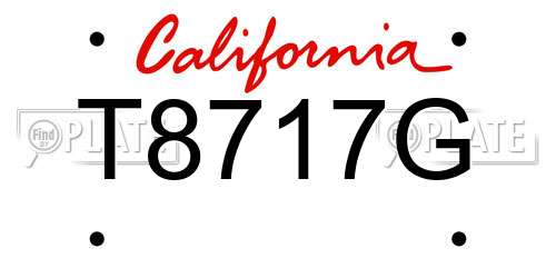 T8717G California License Plate