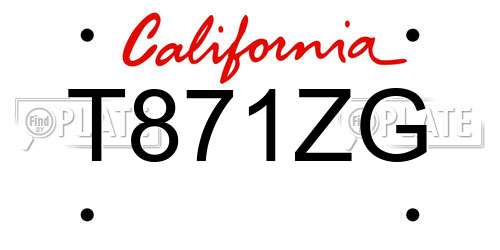 T871ZG California License Plate