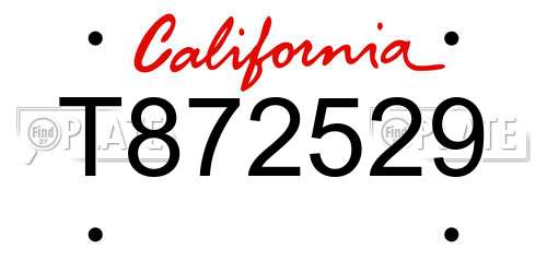 T872529 California License Plate