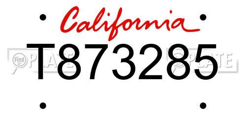 T873285 California License Plate