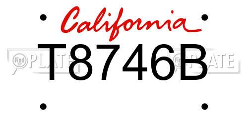 T8746B California License Plate