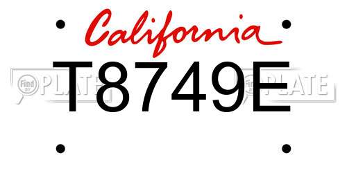 T8749E California License Plate