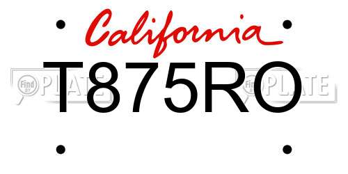 T875RO California License Plate