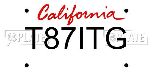 T87ITG California License Plate