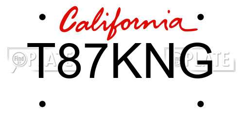 T87KNG California License Plate