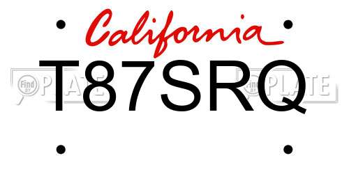 T87SRQ California License Plate