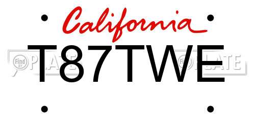 T87TWE California License Plate