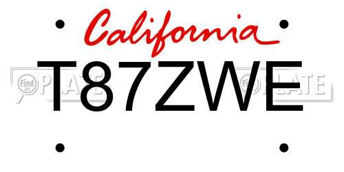 T87ZWE California License Plate