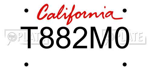 T882M0 California License Plate