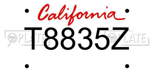 T8835Z California License Plate
