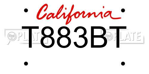 T883BT California License Plate