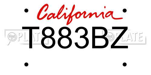 T883BZ California License Plate