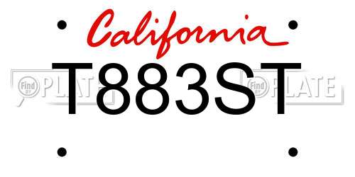 T883ST California License Plate