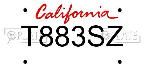 T883SZ California License Plate