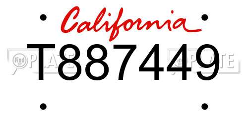 T887449 California License Plate