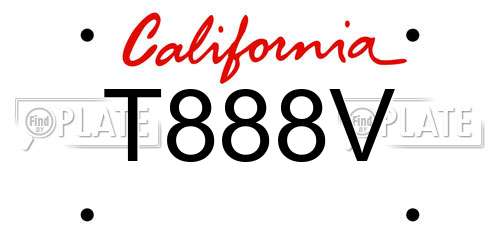 T888V California License Plate
