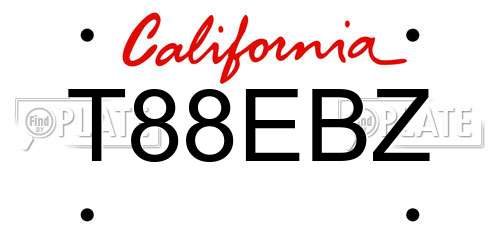 T88EBZ California License Plate