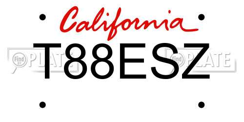T88ESZ California License Plate