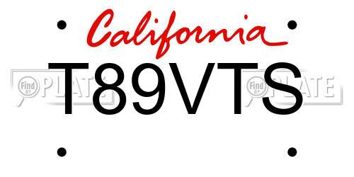 T89VTS California License Plate