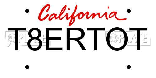 T8ERTOT California License Plate