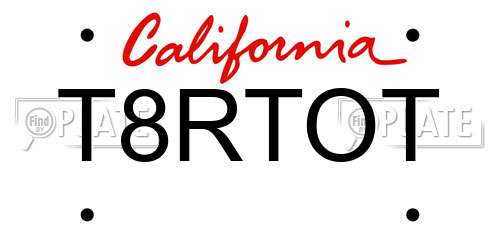 T8RTOT California License Plate