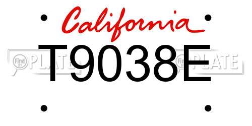 T9038E California License Plate