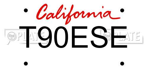 T90ESE California License Plate