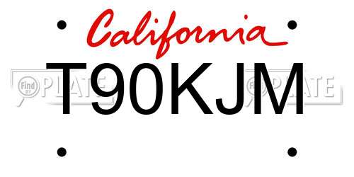 T90KJM California License Plate