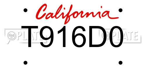 T916D0 California License Plate