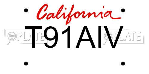 T91AIV California License Plate