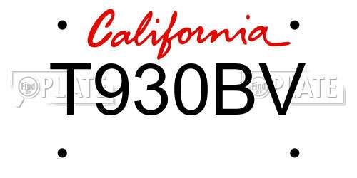 T930BV California License Plate