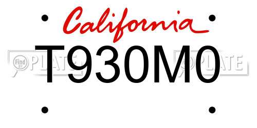 T930M0 California License Plate