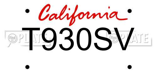 T930SV California License Plate