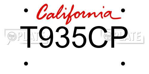 T935CP California License Plate