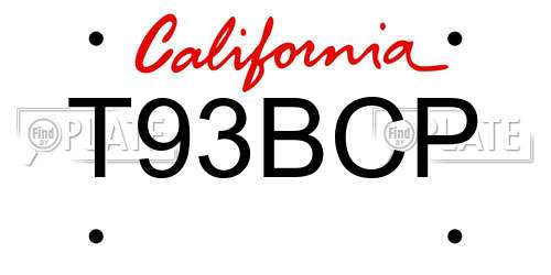 T93BCP California License Plate