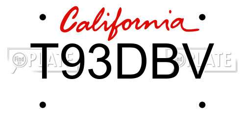 T93DBV California License Plate