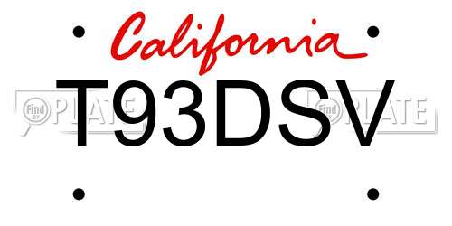 T93DSV California License Plate