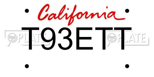 T93ETT California License Plate