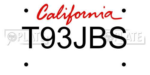 T93JBS California License Plate