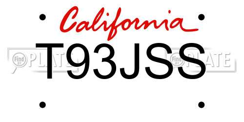 T93JSS California License Plate