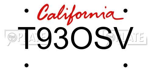 T93OSV California License Plate