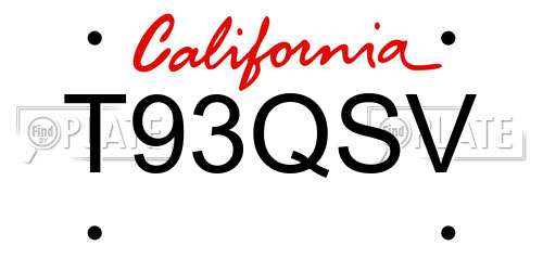 T93QSV California License Plate