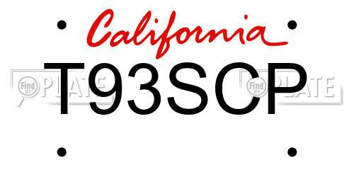 T93SCP California License Plate