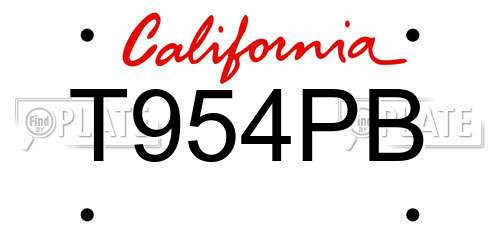 T954PB California License Plate