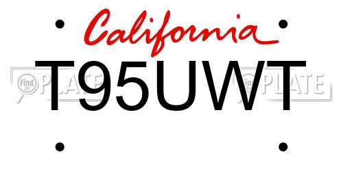T95UWT California License Plate