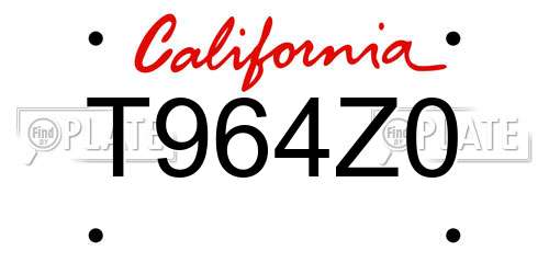 T964Z0 California License Plate