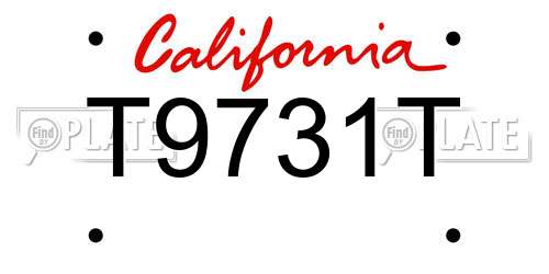 T9731T California License Plate